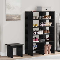 vidaXL Skoskåp med hylla med lagring 2 pcs Svart Ek Konstruerat trä