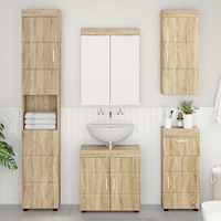 vidaXL Badrumsväggskåp med hylla TULUM Sonoma-ek 37 x 24,5 x 86 cm