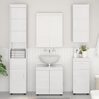 vidaXL Badrumsväggskåp med dörr TULUM Högblanka vita 37 x 24,5 x 86 cm