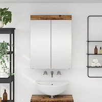 vidaXL Badrumsspegelskåp med hylla TULUM Gammalt trä 60 x 16,5 x 78 cm