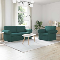 vidaXL Soffa 140cm 2 pcs Mörkgrön Metall