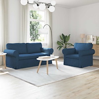 vidaXL Soffa 140cm 2 pcs Blå Metall