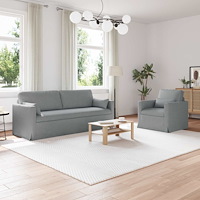 vidaXL Soffa 180cm 2 pcs Ljusgrå Metall