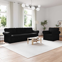vidaXL Soffa 210cm 2 pcs Svart Metall