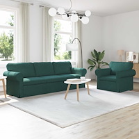vidaXL Soffa 210cm 2 pcs Mörkgrön Metall