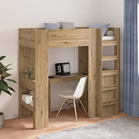 vidaXL Våningssängram med skrivbord med lagring Artisan Ek 75 x 190 cm