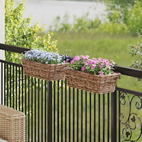 vidaXL Hängande Planteringskorg med lagring 2 pcs Brun 48 x 22 x 15 cm