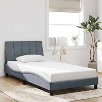 vidaXL Bed Frame without Mattress "Hanko" Dark Grey 100x203 cm Velvet