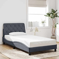 vidaXL Bed Frame without Mattress Dark Grey 100x203 cm Velvet