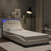 vidaXL Bed Frame "Viana" with LED without Mattress White 100x203 cm