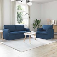 vidaXL Soffa 140cm 2 pcs Blå Metall