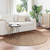 vidaXL Områdesmattor Rund Moiré AGIRA Naturfärg Ø 160 CM Polyester