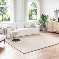 vidaXL Områdesmattor Fyrkantig SIROLO Beige 240 x 240 cm Polyester