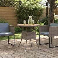 vidaXL Middagsbord Grå och Akacia 70 x 70 x 73 cm Massivt Akaciaträ