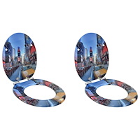 vidaXL Mjukt stängande toalettlock 2 pcs Flerfärgsdesign 44 x 38 cm