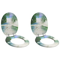 vidaXL Mjukt stängande toalettlock 2 pcs Grön 44 x 38 cm MDF-board