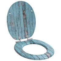 vidaXL Mjukt stängande toalettlock Blå 44 x 38 cm MDF-board