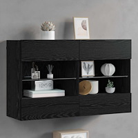 vidaXL TV Vägghylla Svart Ek 98,5 x 30 x 60,5 cm Konstruerat trä