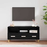 vidaXL TV-skåp med låda Svart Ek 102 x 36 x 50 cm Konstruerat trä