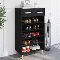 vidaXL Skoskåp med låda Svart Ek 60 x 35 x 105 cm Konstruerat trä