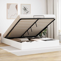 vidaXL Ottoman Sängram med lagring Vit 193 x 120 x 25 cm Spånskiva