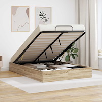 vidaXL Ottoman Sängram Sonoma-ek 193 x 120 x 25 cm Spånskiva