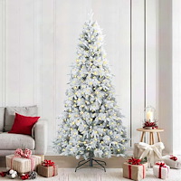 vidaXL Plast Hingad Julgran med 300 LED-lampor Vit 240 cm PE och PVC
