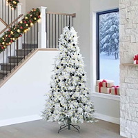 vidaXL Plast Hingad Julgran med 300 LED-lampor Vit 240 cm PE och PVC