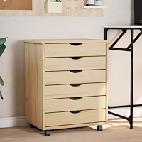 vidaXL Rullande Skåp med Lådor MOSS Klar lack 53 x 39 x 65,5 cm