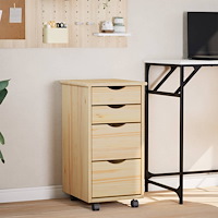 vidaXL Rullskåp med skrivbord MOSS Klar lack 34 x 39 x 65,5 cm