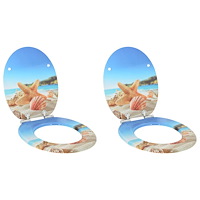 vidaXL Toalettstol 2 pcs Hav Muschel 44 x 38 cm MDF-board