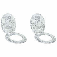 vidaXL Toalettstol 2 pcs Blå och Vit Porslin 44 x 38 cm MDF-board