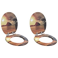 vidaXL Toalettstol 2 pcs Orange 44 x 38 cm MDF-board