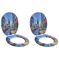 vidaXL Toalettstol 2 pcs Grå 44 x 38 cm MDF-board