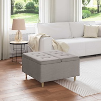 vidaXL Förvaringspall med kudde Taupe 80 x 80 x 45 cm tyg