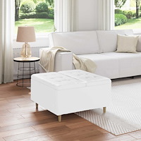 vidaXL Förvaringspall med kudde Vit 80 x 80 x 45 cm Konstläder