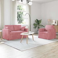 vidaXL Soffa 2 pcs Rosa