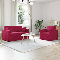 vidaXL Soffa 2 pcs Vinröd