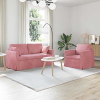 vidaXL Soffset 2 pcs Rosa 158 x 78 x 80 cm Sammet