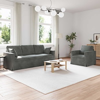 vidaXL Soffset 2 pcs Mörkgrå 198 x 78 x 80 cm Sammet