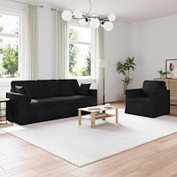 vidaXL Soffset 2 pcs Svart 198 x 78 x 80 cm Sammet