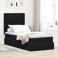 vidaXL Förvaringssäng med LED med madrass Svart 100 x 200 cm Sammet