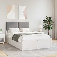 vidaXL Sängram med Klädd Huvudgavel Ljusgrå 120 x 190 cm Massiv furu