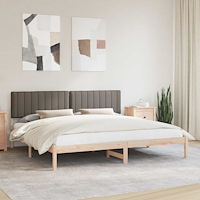 vidaXL Sängram med Klädd Huvudgavel Taupe 200 x 200 cm Massiv furu