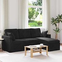 vidaXL Soffa Svart 198 x 134 x 80 cm Sammet