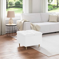 vidaXL Förvaringspall med kudde Vit 60 x 60 x 45 cm Konstläder