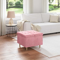 vidaXL Förvaringspall med kudde Rosa 60 x 60 x 45 cm Sammet