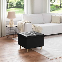 vidaXL Förvaringspall med kudde Svart 60 x 60 x 45 cm Konstläder