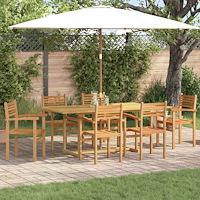 vidaXL Trädgårdsmöbelset 7 pcs Brun Massivt teakträ