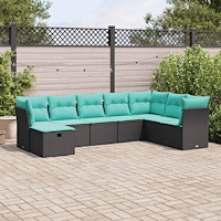 vidaXL Loungegrupp för trädgården med dynor 8 delar svart konstrotting